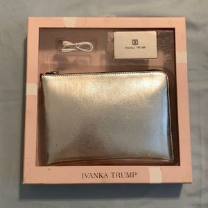 Ivanka Trump Silver Leather Travel Set with Power Bank and Charger